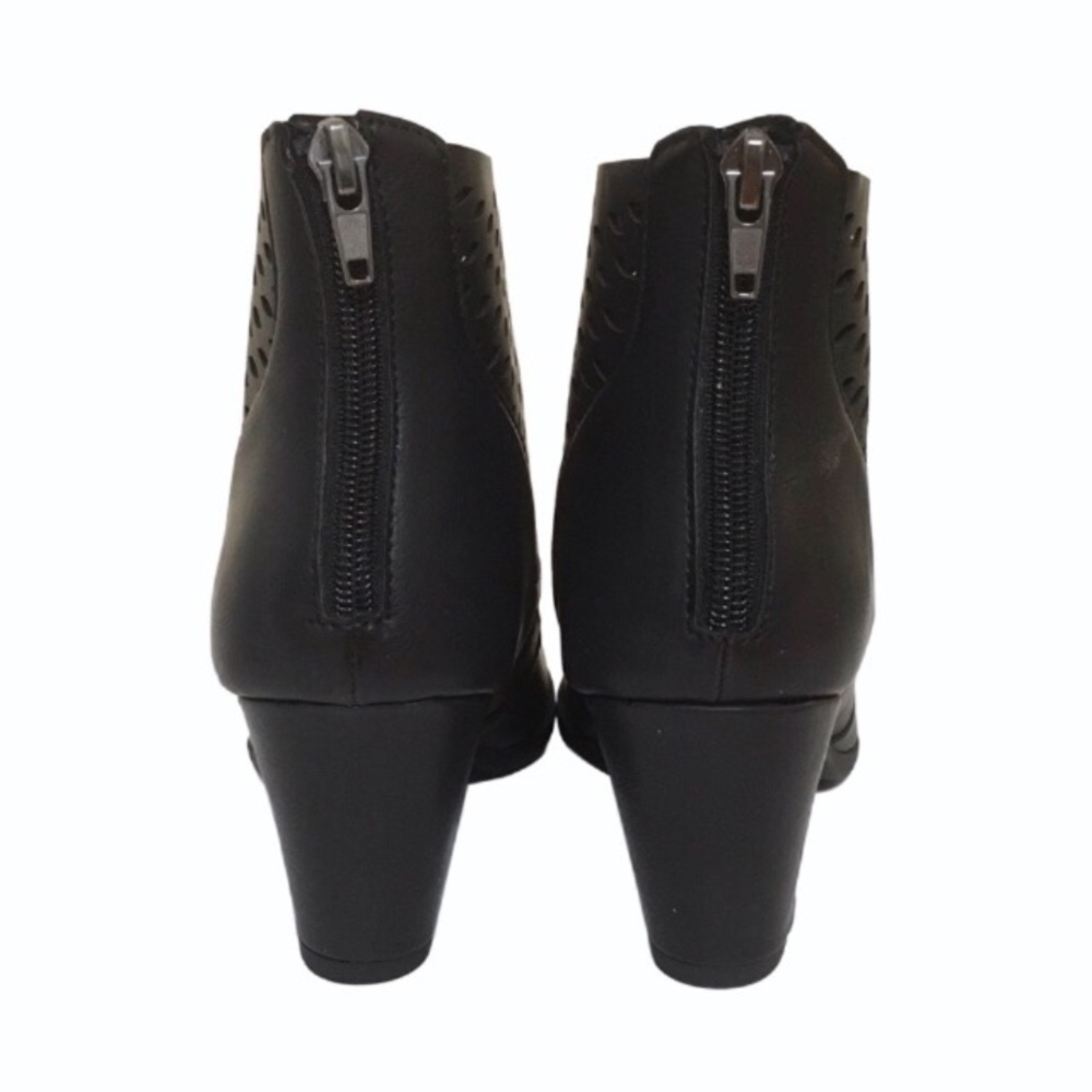 Laser Cut Back Zip Ankle Booties - Picture 2 of 4